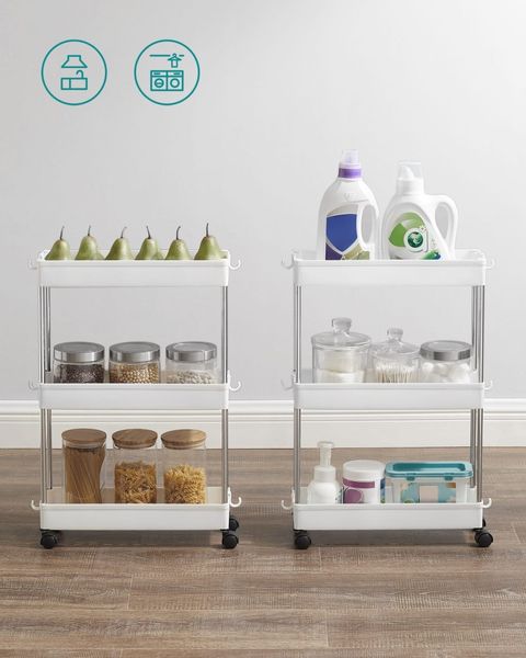 Szafka na kółkach 3 półki biała - KSC007W01 zdjęcie 7