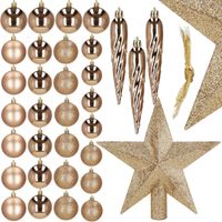 Bombki choinkowe 33 szt. ozdoby świąteczne zestaw z gwiazdą rose gold
