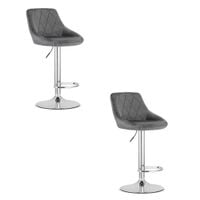 Hoker kuchenny KAST aksamit szary z chromowaną podstawą do baru wyspy x2