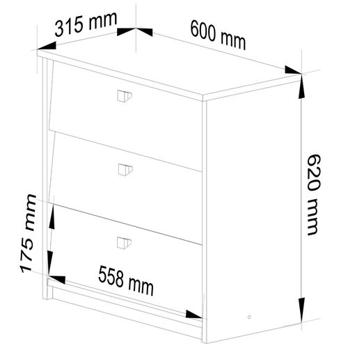 Szafka na buty MINI 3 uchylne drzwiczki 60 cm - dąb sonoma na Arena.pl