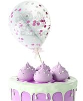 TOPPER BALONOWY NA TORT RÓŻOWE KONFETTI DEKORACJA URODZINOWA