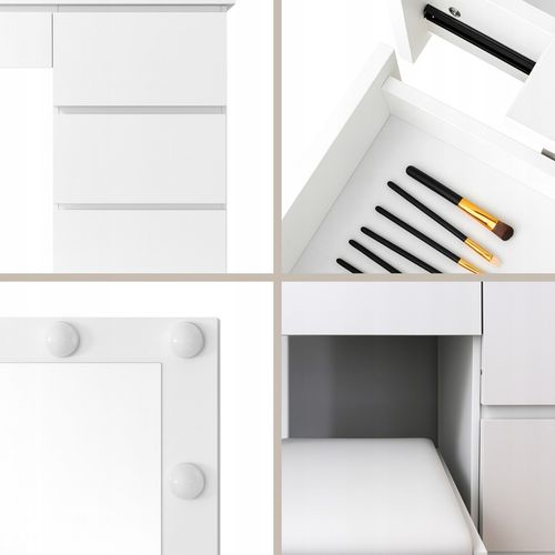 TOALETKA KOSMETYCZNA 90cm BIAŁA Z LUSTREM I OŚWIETLENIEM LED STORMY na Arena.pl