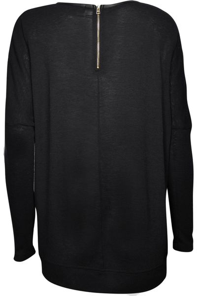 Czarna Luźna Bluzka Zip - 40 / L zdjęcie 2