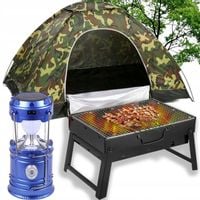 ZESTAW TURYSTYCZNY NAMIOT IGLO GRILL SKŁADANY LAMPA KEMPINGOWA SOLARNA