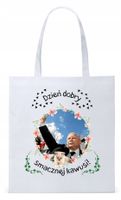 Śmieszny Pis Kaczyński Torba Eco Biała Shopper Z Nadrukiem Ze Zdjęciem
