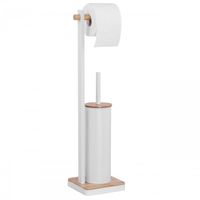 Stojak na szczotkę i papier toaletowy, biały bambus - Yoka