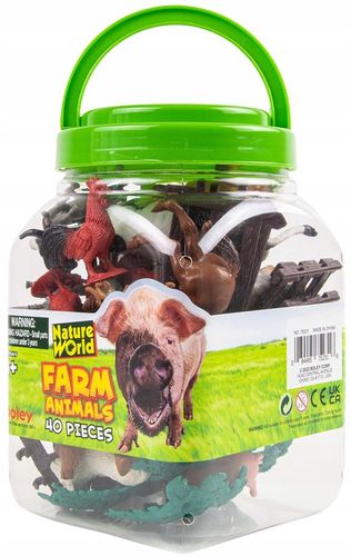 FARMA FIGURKI ZWIERZĘTA DOMOWE ZESTAW W POJEMNIKU 40 ELEMENTÓW BOLEY na Arena.pl