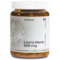 Soplówka Jeżowata 500 mg Wellbear Lion's Mane Pamięć Stres Koncentracja 60k