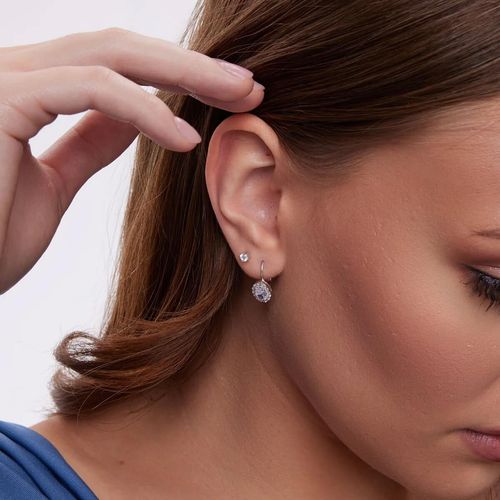 srebrny pojedynczy mały kolczyk z cyrkonią - ksm6381 na Arena.pl