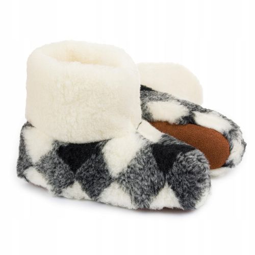Ocieplane Bambosze Damskie Papucie Kratka Wełniane na Arena.pl