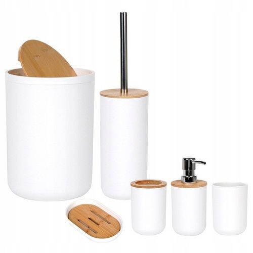 Zestaw ŁAZIENKOWY kubek szczotka WC kosz na śmieci dozownik mydła podstawka na Arena.pl