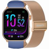 smartwatch damski gravity gt28-8 pasek + bransoleta różowe złoto granatowy