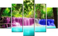 70 100CM OBRAZ 5 ELEM KOLOROWY WODOSPAD DRUK PŁÓTNO