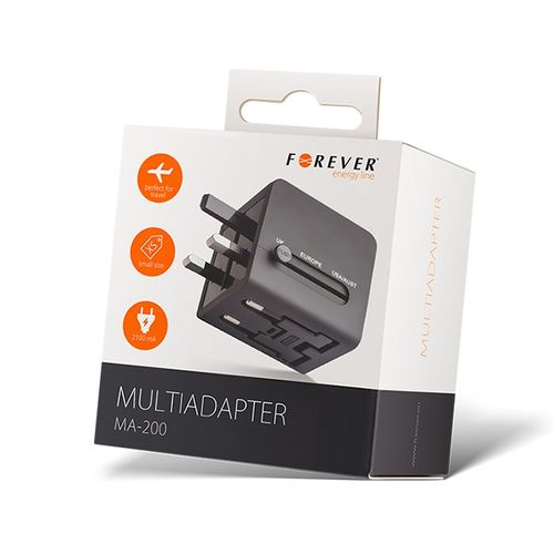 Multiadapter do 150 krajów 2 x USB 2,1A Forever na Arena.pl