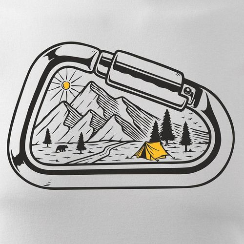 Koszulka z górami w góry wspinaczka climbing karabińczyk męska biała REGULAR L na Arena.pl