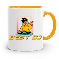 Dla Dja Muzyka Kubek Żółty Best Dj Prezent Z Nadrukiem Ze Zdjęciem
