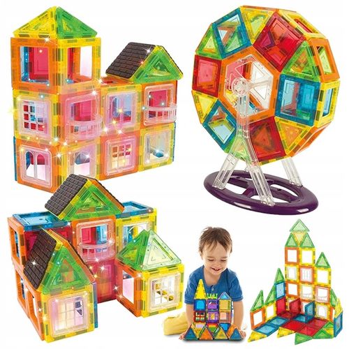 DUŻE KLOCKI MAGNETYCZNE KONSTRUKCYJNE KAFELKI 70 el Rainbow Magnetic Tiles na Arena.pl