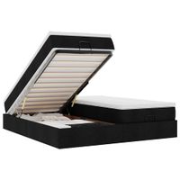 Rama łóżka otomana z materacami, czarna, 200x200 cm, tkanina