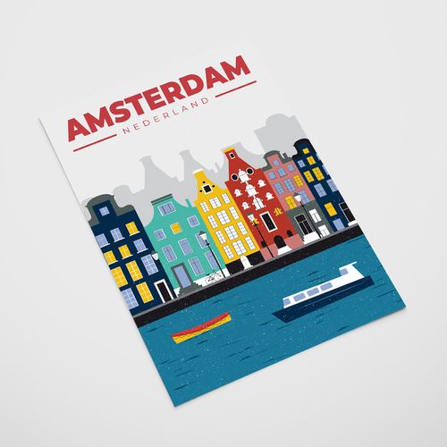 Plakat ilustracja mapa Amsterdam 40x50 cm na Arena.pl