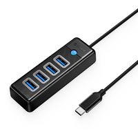 hub rozdzielacz pw4u-c3 usb-c - 4x usb-a - czarny
