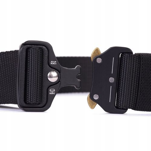 Pasek militarny wojskowy parciany taktyczny klamra QR survival 120cm czarny na Arena.pl
