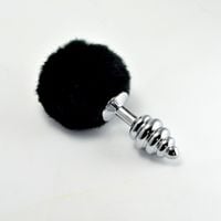 spiral pompon metal plug black