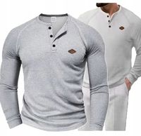 Męska koszulka z długim rękawem longsleeve szary ze stójką długi rękaw