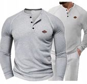 Męska koszulka z długim rękawem longsleeve szary ze stójką długi rękaw
