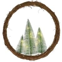 Stroik Wianek Świąteczny Świecący z Lampkami na Drzwi Wiszący Stół 40 cm