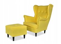 Fotel uszak ARI z podnóżkiem, skandynawski Family Meble - Cytrynowy