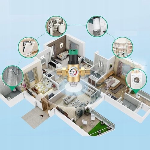 REDUKTOR CIŚNIENIA WODY MOSIĘŻNY 1" DN25 Z FILTREM I MANOMETREM 3/4 na Arena.pl