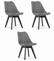 Krzesło grafitowe skandynawskie MARK czarne nogi 3 szt. loft kuchnia