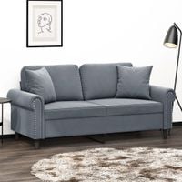 2-osobowa sofa z poduszkami, ciemnoszara, 140 cm, aksamit