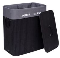 Kosz bambusowy pojemnik na pranie 2 komory czarny FSC