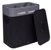 Kosz bambusowy pojemnik na pranie 2 komory czarny FSC