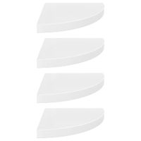 Narożne półki ścienne, 4 szt., połysk, białe, 35x35x3,8 cm, MDF