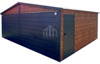 Garaż blaszany 6x4m - 2x brama - drzwi - drewnopodobny - dwuspad  SO122