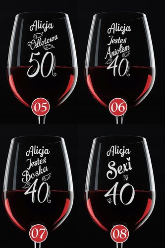 Kieliszek do Wina z grawerem prezent na 18 30 40 50 URODZINY 440 ml + na Arena.pl