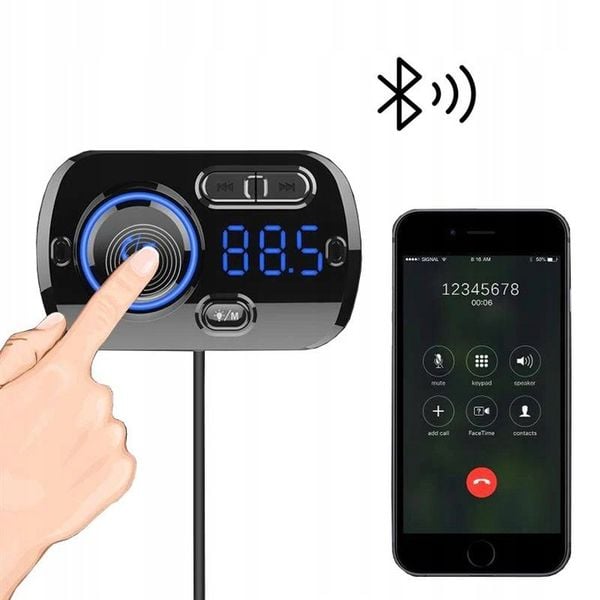 TRANSMITER BLUETOOTH FM SAMOCHODOWY 2X SZYBKA ŁADOWARKA AUX USB-C zdjęcie 13