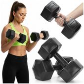 Ciężarki 2x10 kg hexagonalne do ćwiczeń fitness hantle zestaw 2 szt. czarne