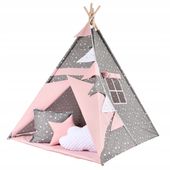 Namiot tipi wigwam dla dzieci do pokoju zestaw poduszki różowy