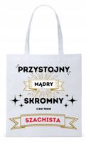 Torba Biała Eco Shopper Dla Szachisty Prezent Z Nadrukiem Ze Zdjęciem