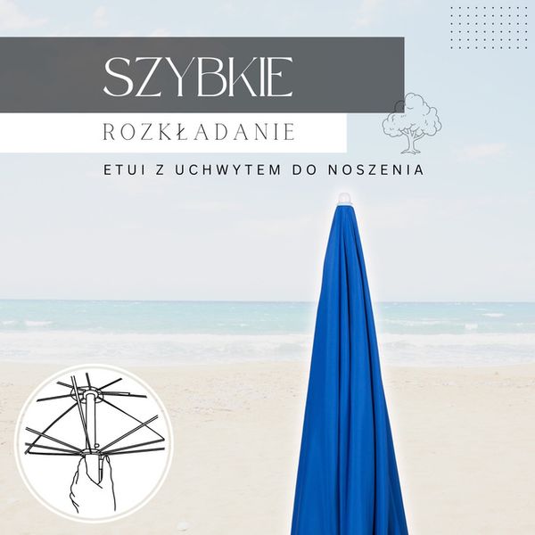 Parasol plażowy niebieski 240 cm zdjęcie 3