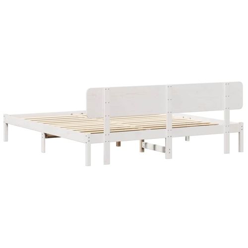 Ramka łóżka Z zagłówkiem Biały 180 x 200 cm Lite drewno sosnowe na Arena.pl