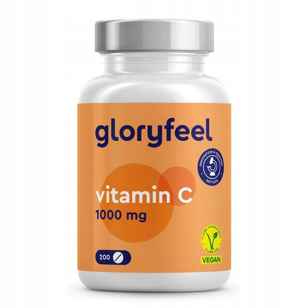 WITAMINA C 1000mg KWAS ASKORBINOWY odporność vegan 200 tabletek gloryfeel zdjęcie 1