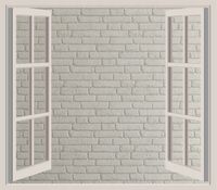 FOTOTAPETA 3D OKNO widok cegły cegiełki mur kamień