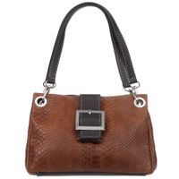 VERA PELLE torebka damska eko skórzana klasyczna kroko V673 brązowa