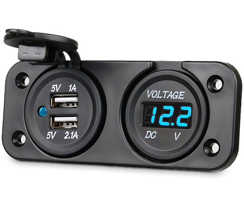 Dodatkowy Panel Gniazdo 2x USB 2A Woltomierz 2W1 Do Samochodu na Arena.pl