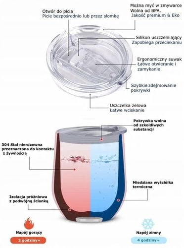 Kubek termiczny z uchwytem do Kawy Yerba Mate srebrny szczotkowany 350ml na Arena.pl