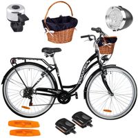 Rower Miejski MalTrack Citybike Dreamer 6-speed Black 28" + Koszyk